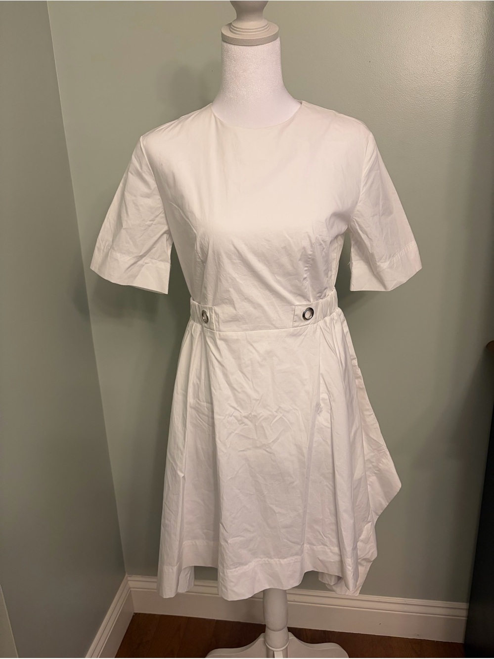Few Moda New York White Cotton Fit & Flare Dress Short Sleeve  A-Line Medium